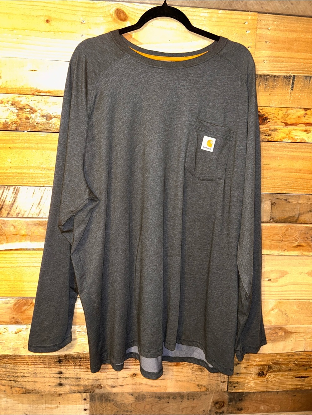 Men’s Carhartt Relaxed Fit LS Charcoal Gray Shirt Sz 3XL Force
